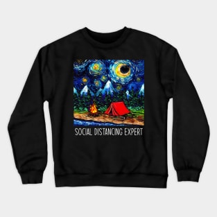 Social Distancing Expert Starry Night Camping Crewneck Sweatshirt